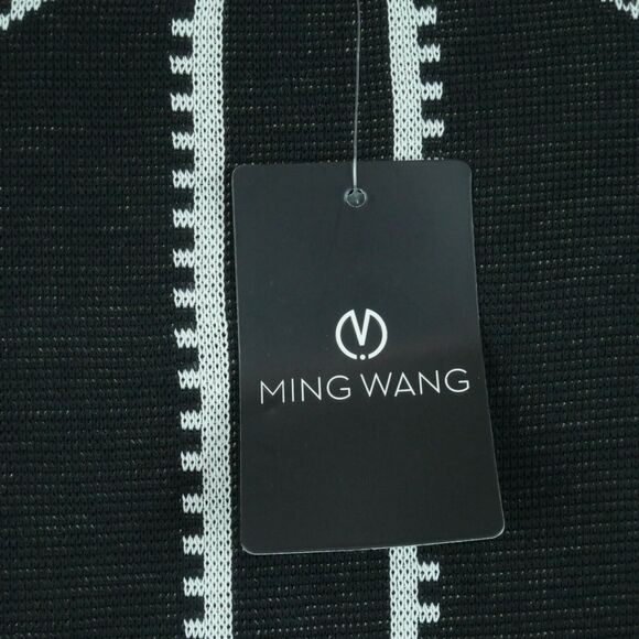 Ming Wang XS Jacket Knit Blazer Career Abstract Geometric Print Black Artsy - Picture 7 of 8